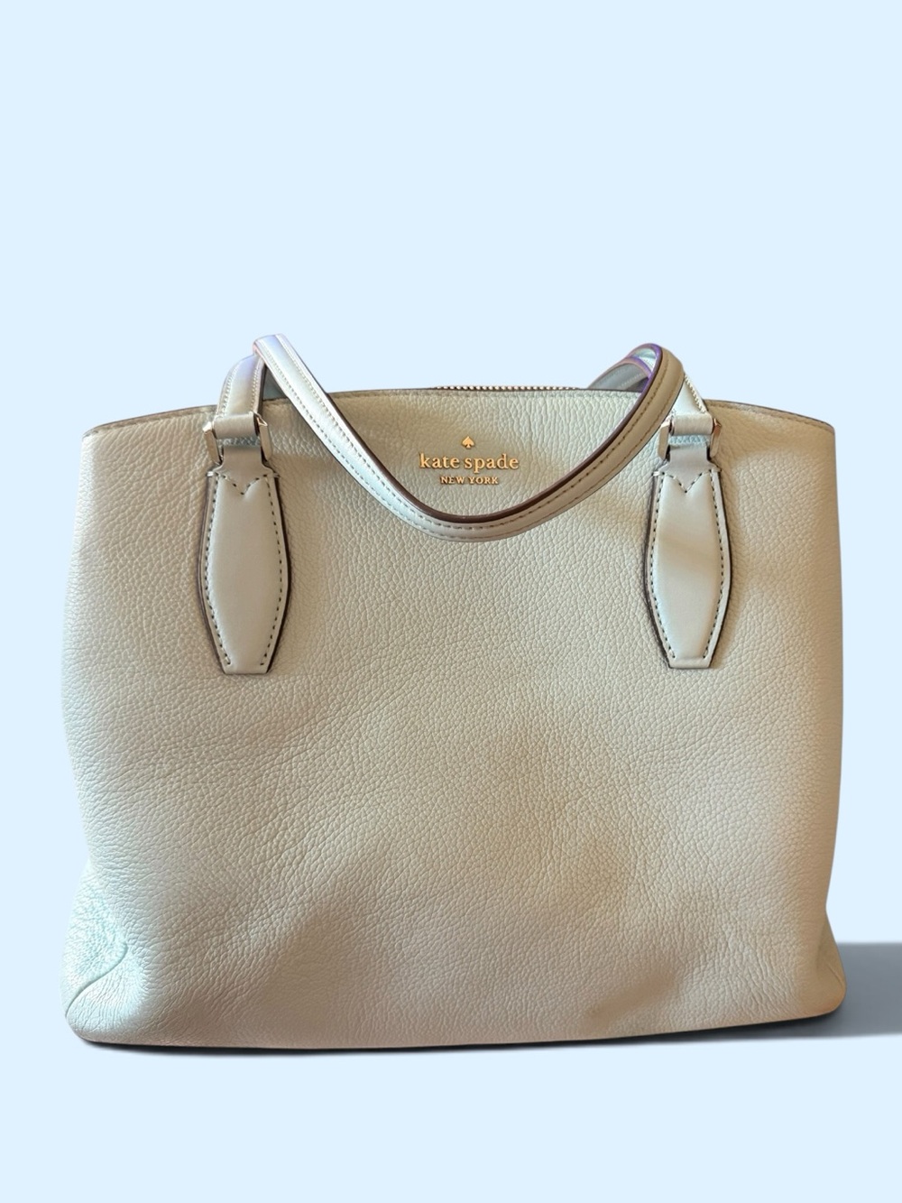 Kate Spade Monet Large Triple-Compartment Leather Pre-Loved Pale Blue Tote 🩵 - Picture 2 of 13